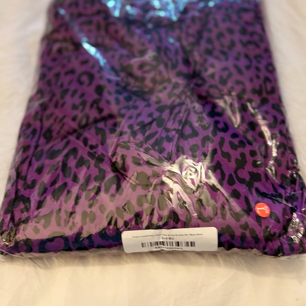 NWT Rebel Raven Purple Leopard Print 3 Piece Cami Shorts W/ Robe Set - Picture 7 of 7